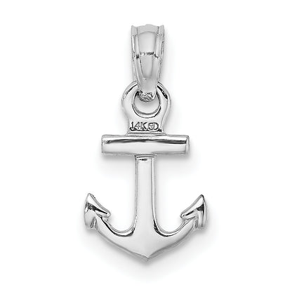 14K White Gold Mini Anchor Pendant