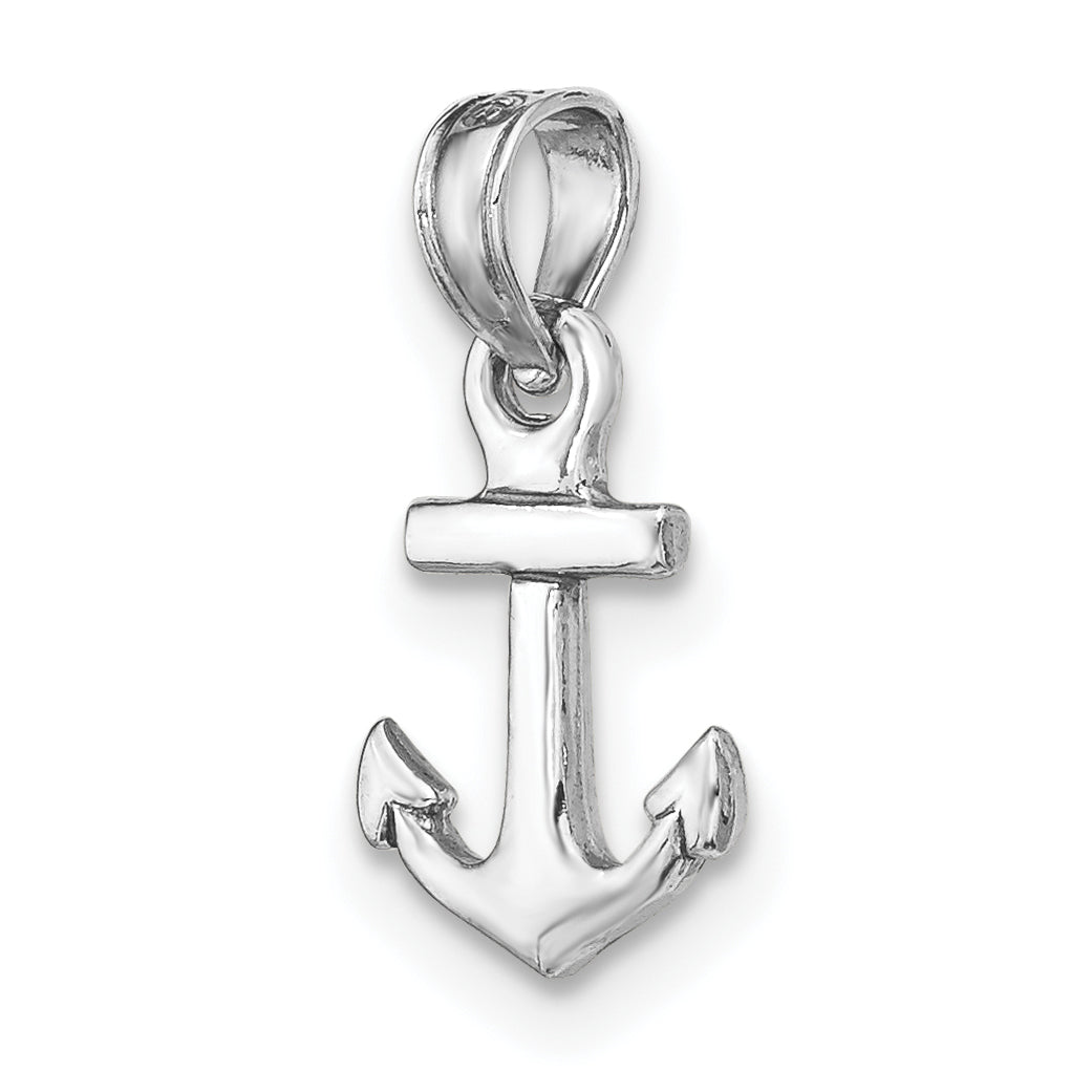 14K White Gold Mini Anchor Pendant