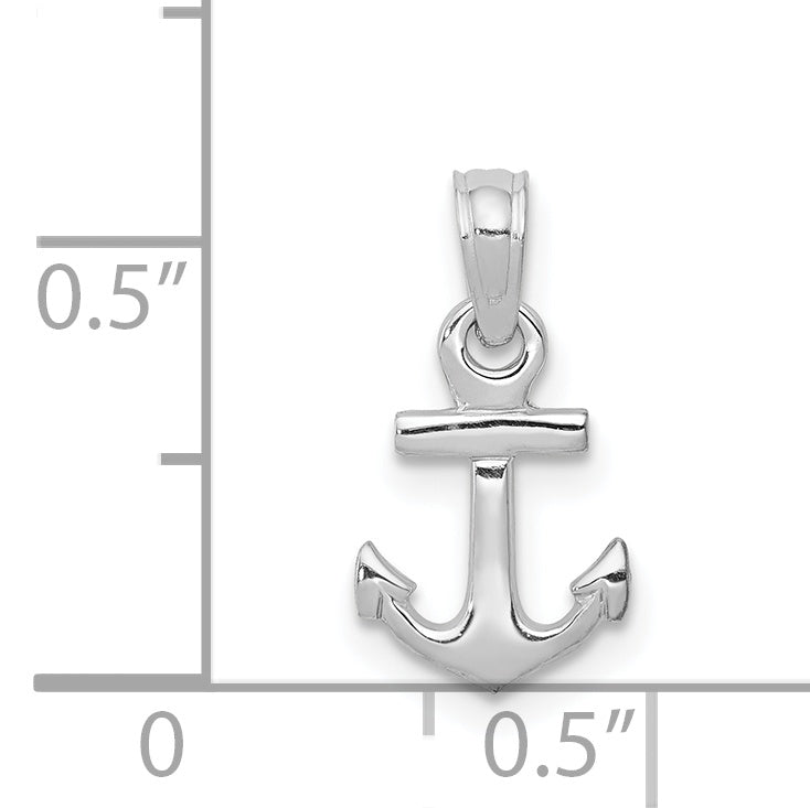 14K White Gold Mini Anchor Pendant