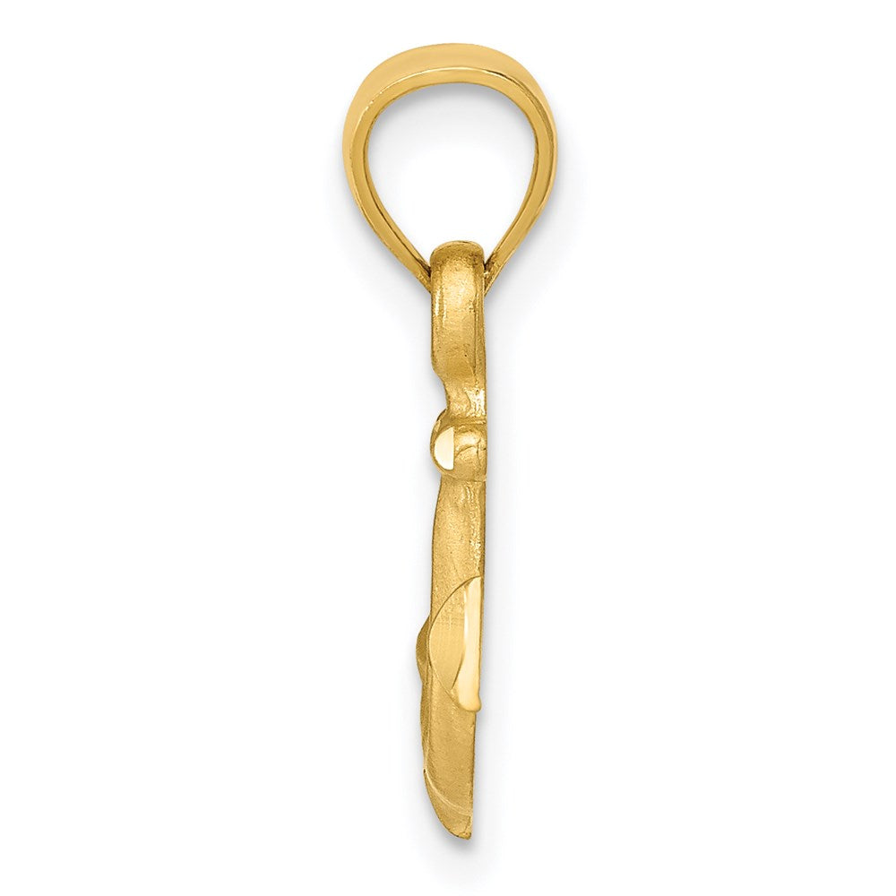 14K Yellow Gold Diamond-Cut Anchor Pendant
