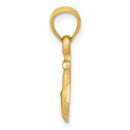 14K Yellow Gold Diamond-Cut Anchor Pendant