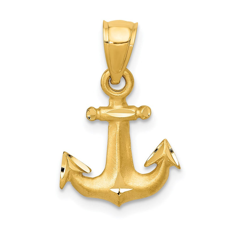14K Yellow Gold Diamond-Cut Anchor Pendant