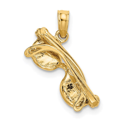 14K Yellow Gold 3D Aqua Enameled Sunglasses Pendant