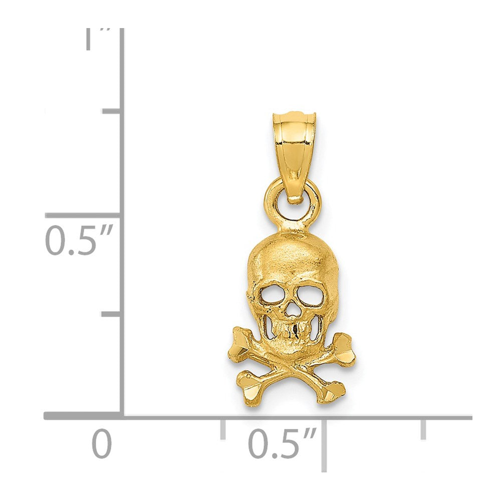 14K Yellow Gold Skull And Cross Bones Pendant