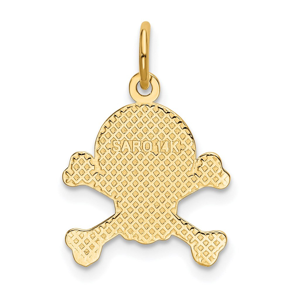 14K Yellow Gold Skull And Bones Charm
