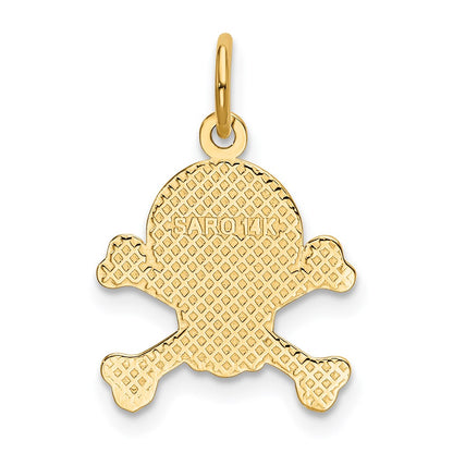 14K Yellow Gold Skull And Bones Charm