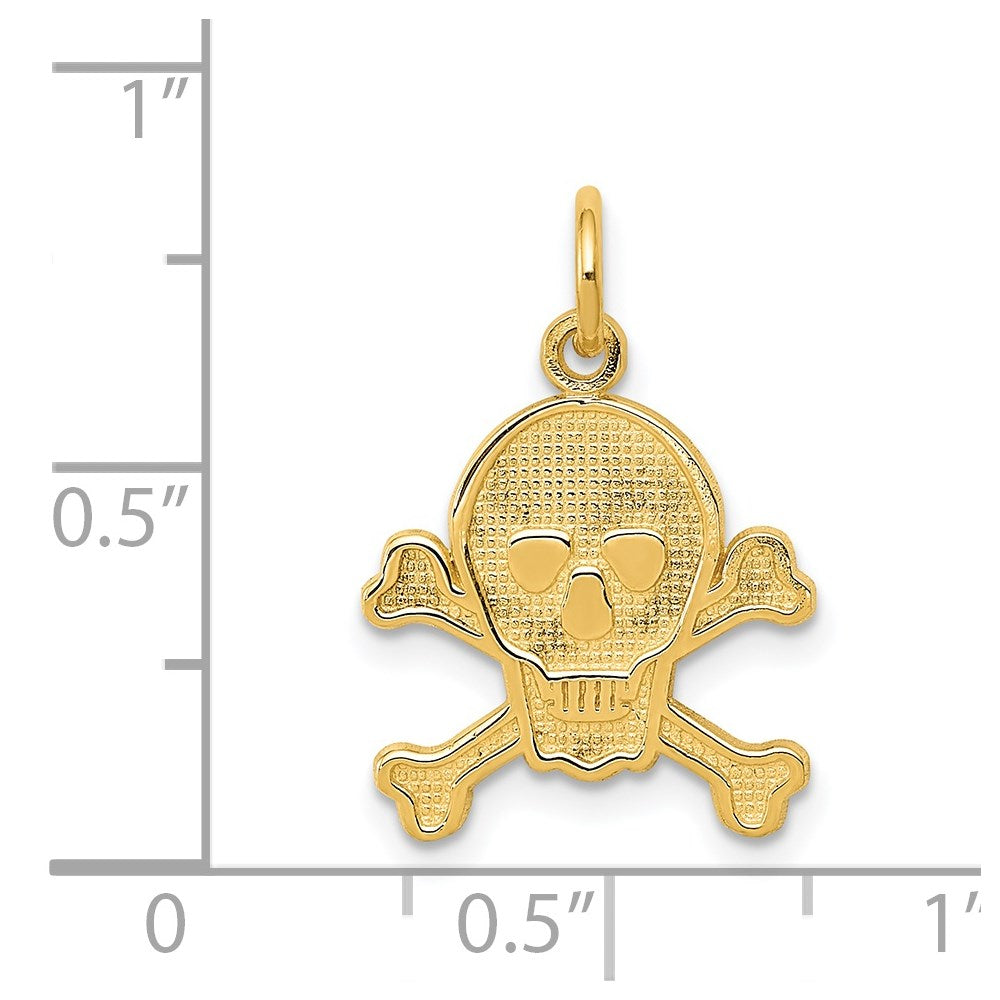 14K Yellow Gold Skull And Bones Charm