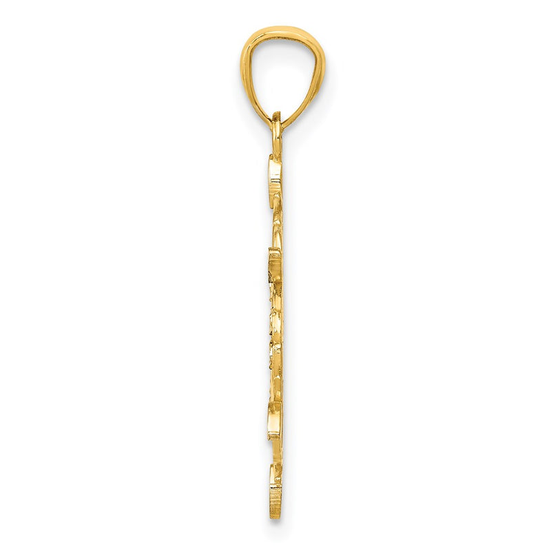 14K Yellow & Rhodium W/ Diamond-Cut Snowflake Pendant