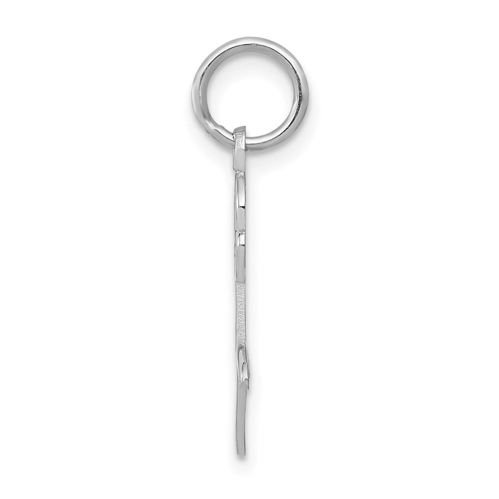 14K White Gold Rose Charm