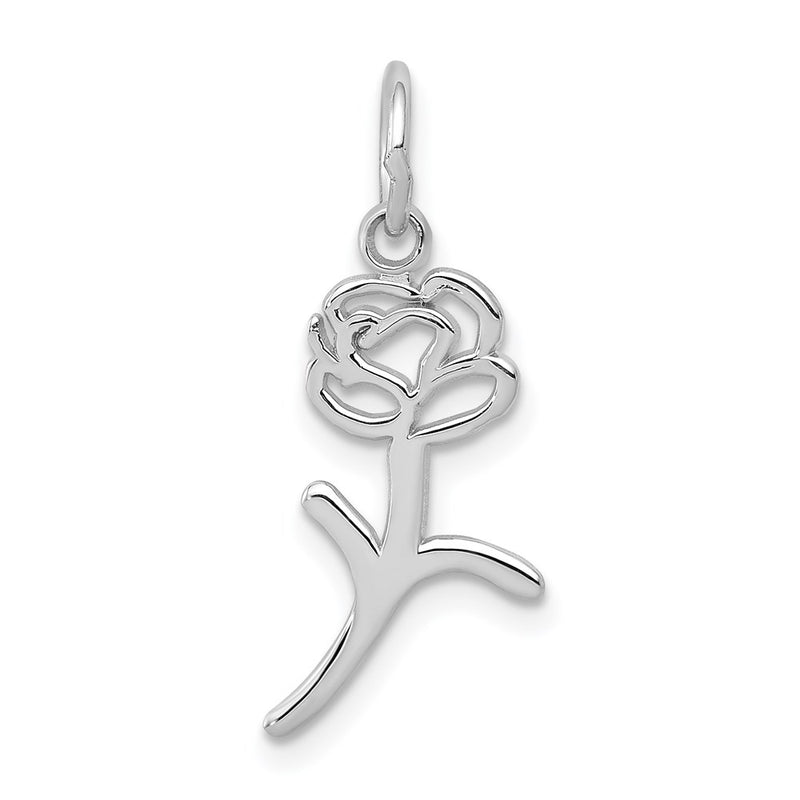 14K White Gold Rose Charm