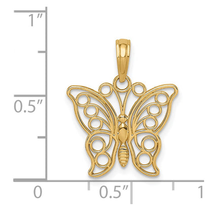 14K Yellow Gold Cut-Out Butterfly Large Pendant