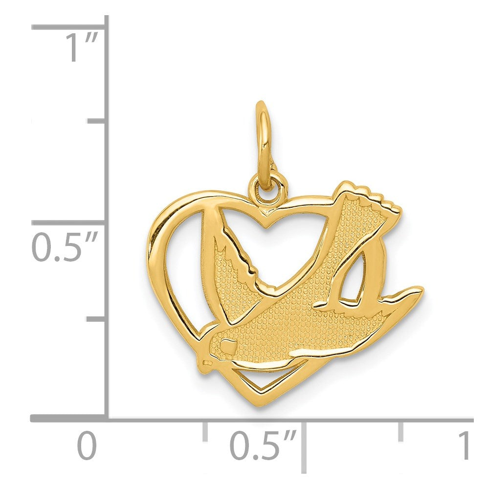14K Yellow Gold Peace Bird Charm