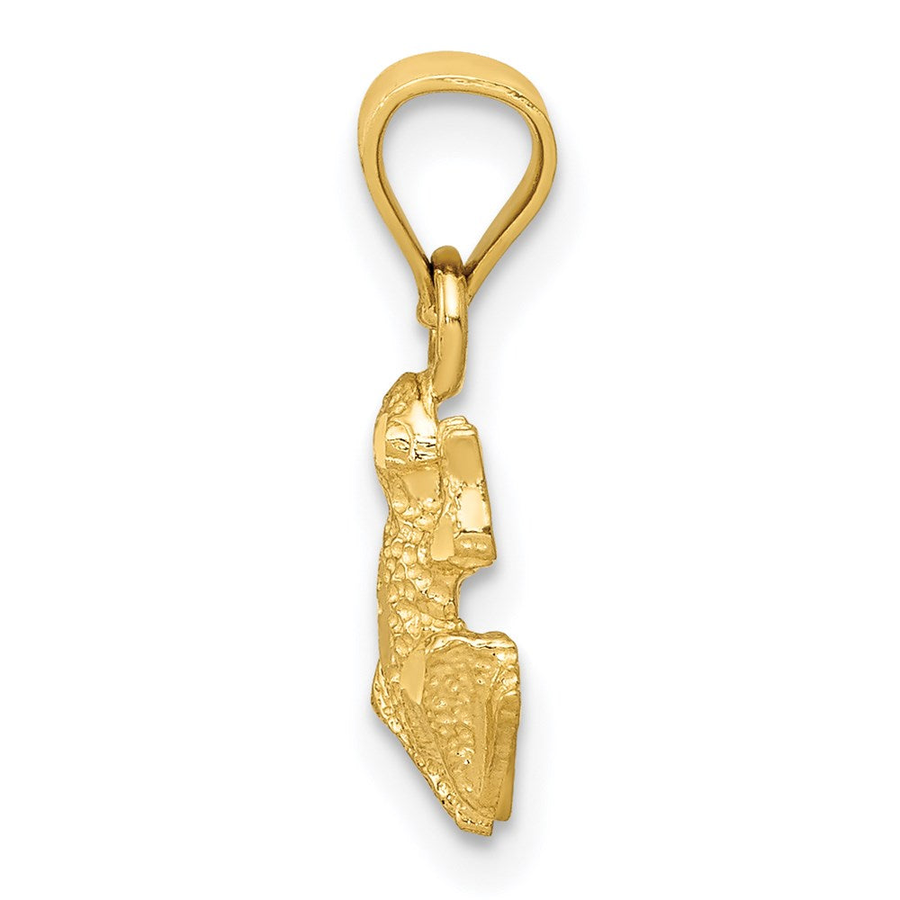 14K Yellow Gold Diamond-Cut Frog Pendant