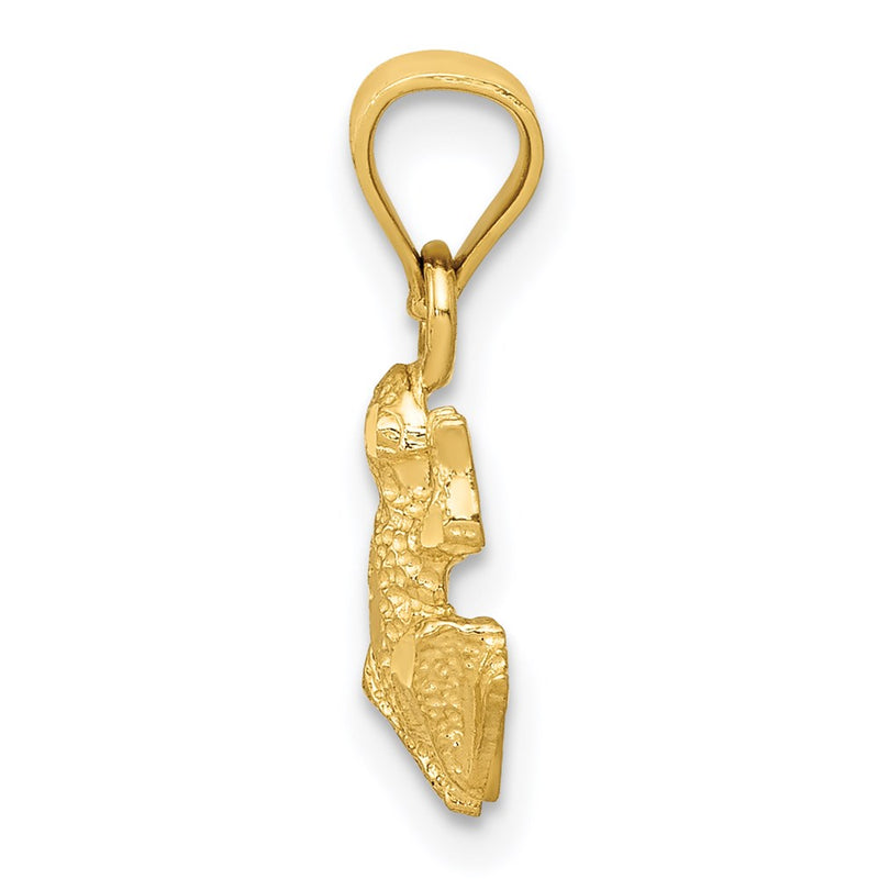 14K Yellow Gold Diamond-Cut Frog Pendant