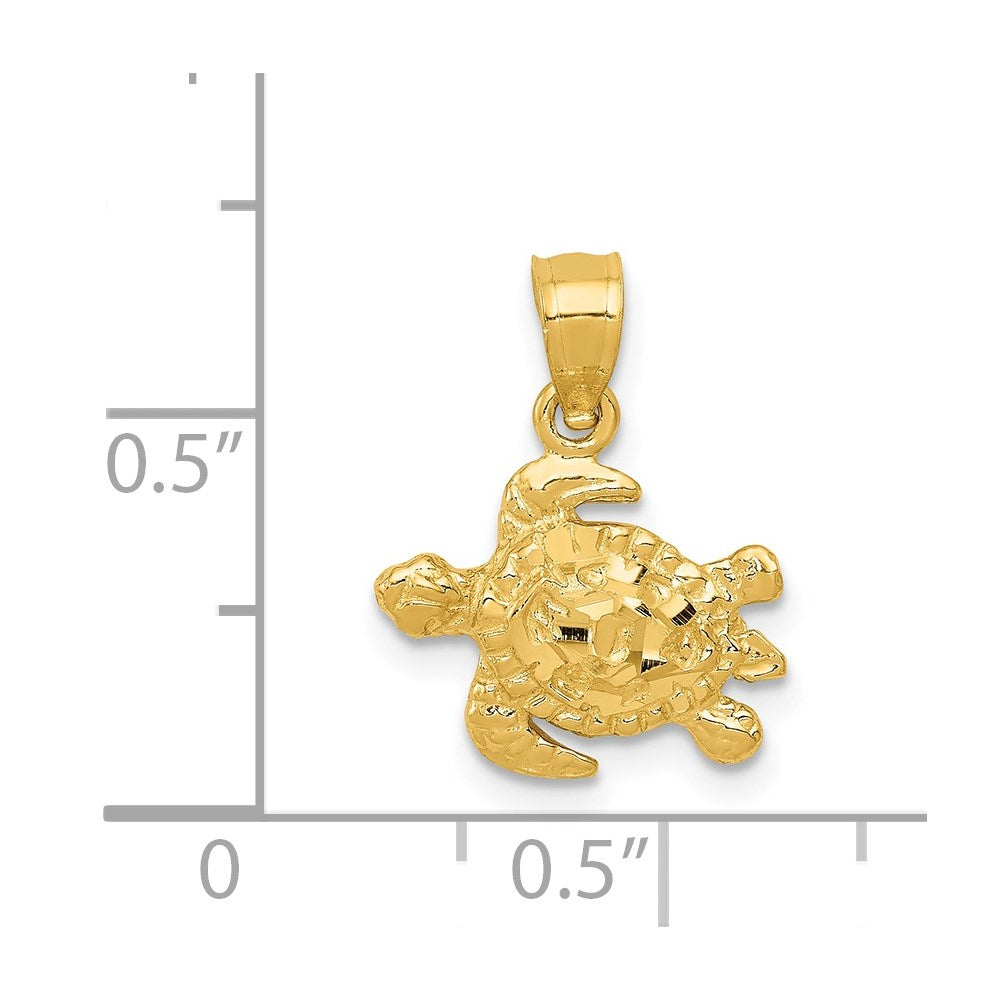 14K Yellow Gold Turtle Pendant