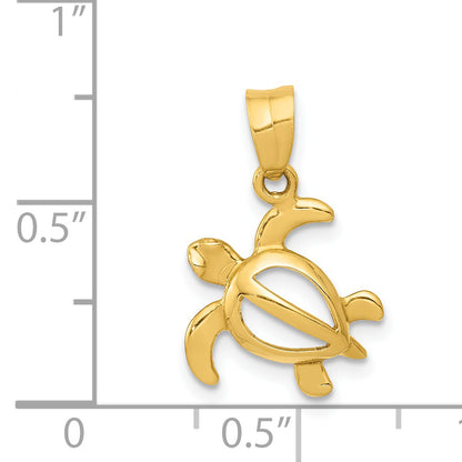 14K Yellow Gold Open Turtle Pendant