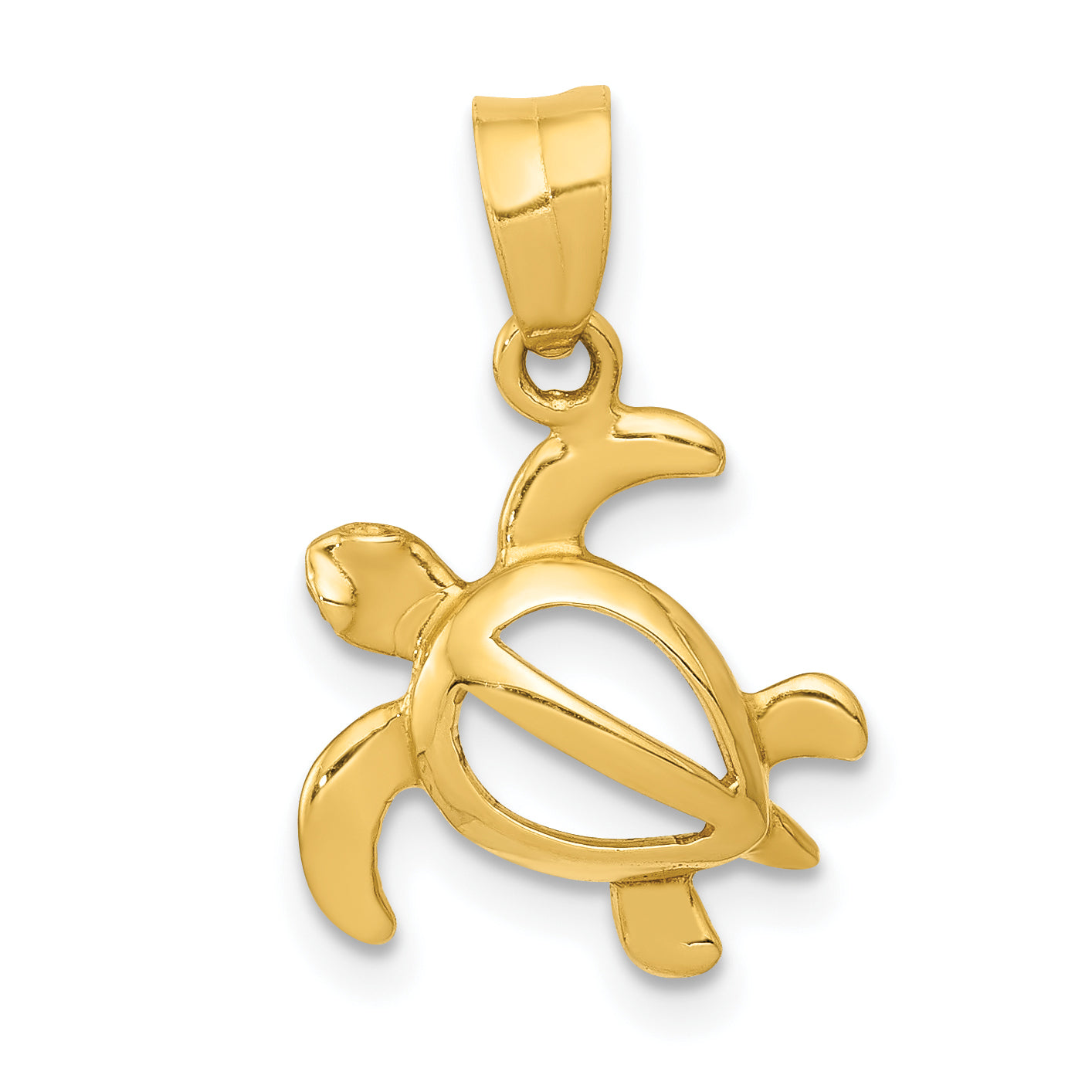 Turtle Gold Color 14K Yellow Gold Open Turtle Pendant | Goldia.com