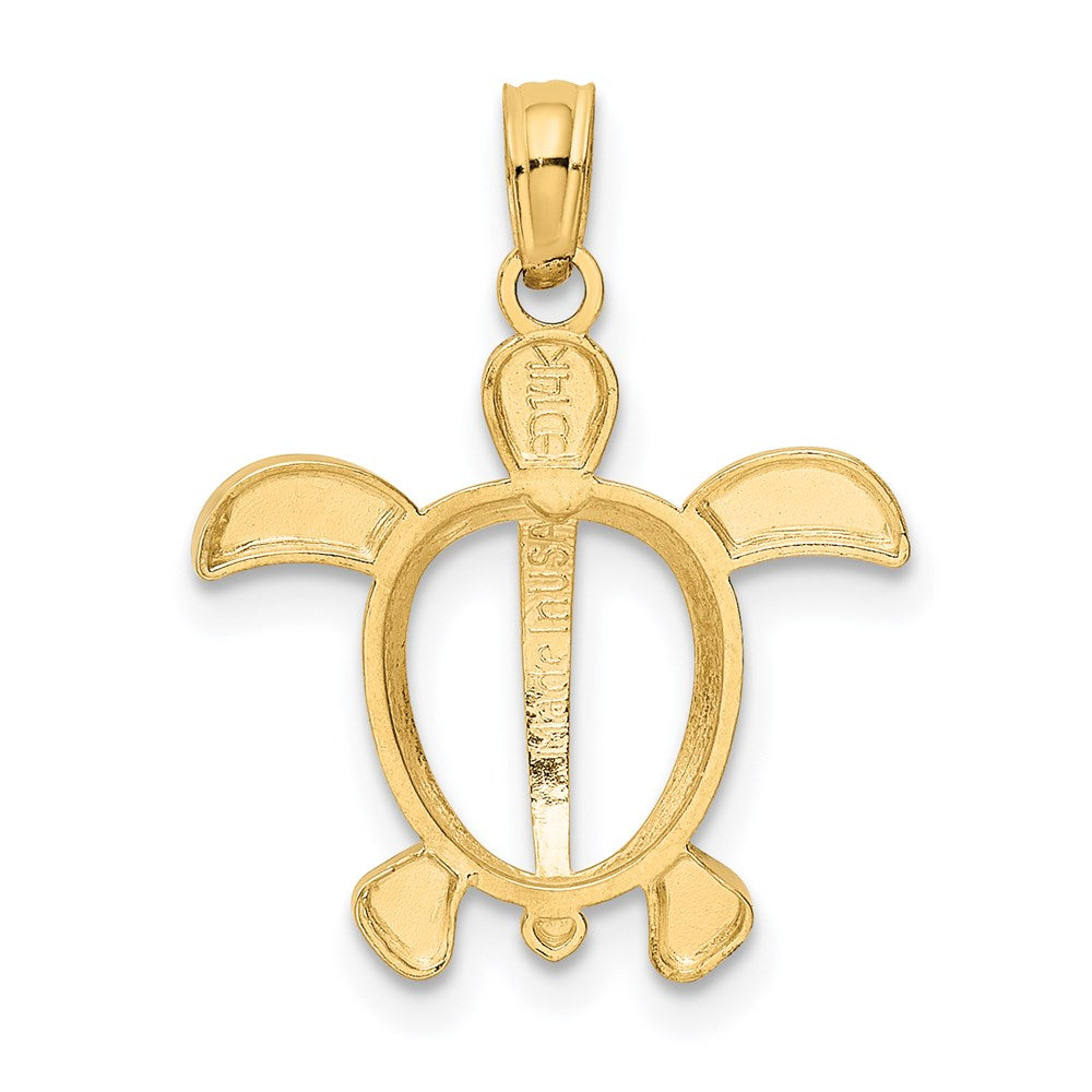 14K Yellow & Rhodium And Sea Turtle Pendant