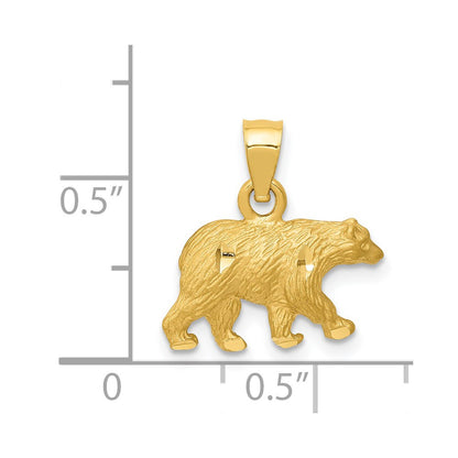 14K Yellow Gold Diamond-Cut Bear Pendant