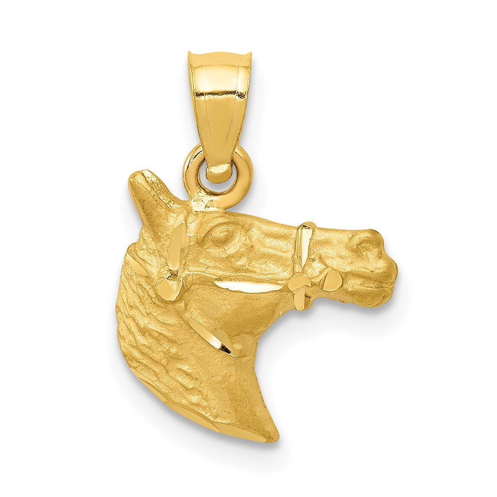14K Yellow Gold Diamond-Cut Horse Pendant