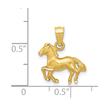 14K Yellow Gold Diamond-Cut Horse Pendant