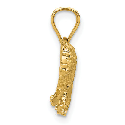 14K Yellow Gold Diamond-Cut Lion Pendant