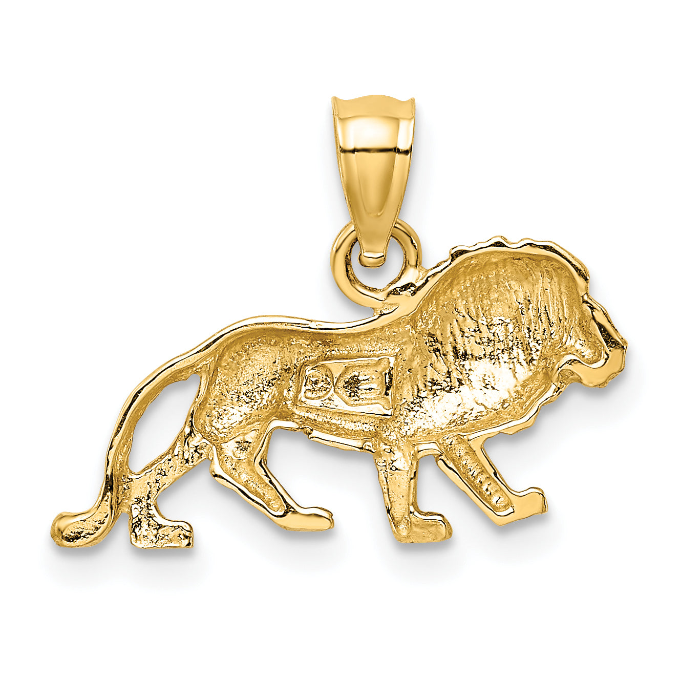 14K Yellow Gold Diamond-Cut Lion Pendant