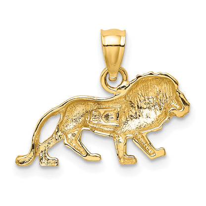 14K Yellow Gold Diamond-Cut Lion Pendant
