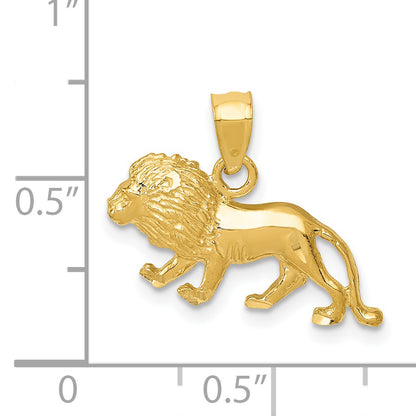 14K Yellow Gold Diamond-Cut Lion Pendant