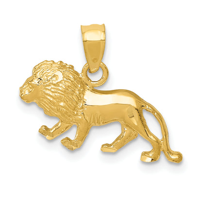14K Yellow Gold Diamond-Cut Lion Pendant