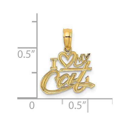 14K Yellow Gold I Heart My Cat Charm