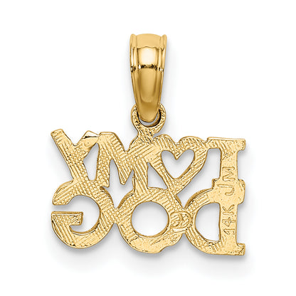 14K Yellow Gold I Heart My Dog Charm
