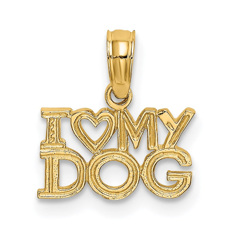 14K Yellow Gold I Heart My Dog Charm