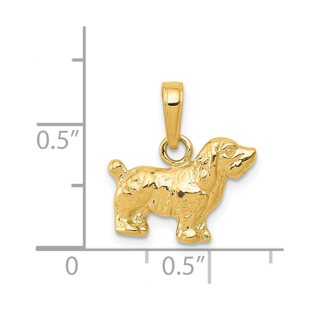 14K Yellow Gold Cocker Spaniel Dog Pendant