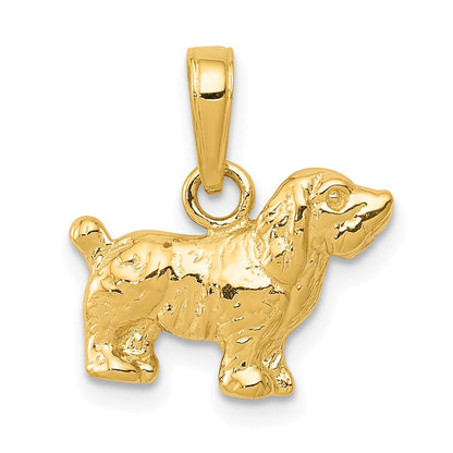 14K Yellow Gold Cocker Spaniel Dog Pendant