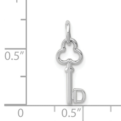 14K White Gold Key Letter D Initial Charm
