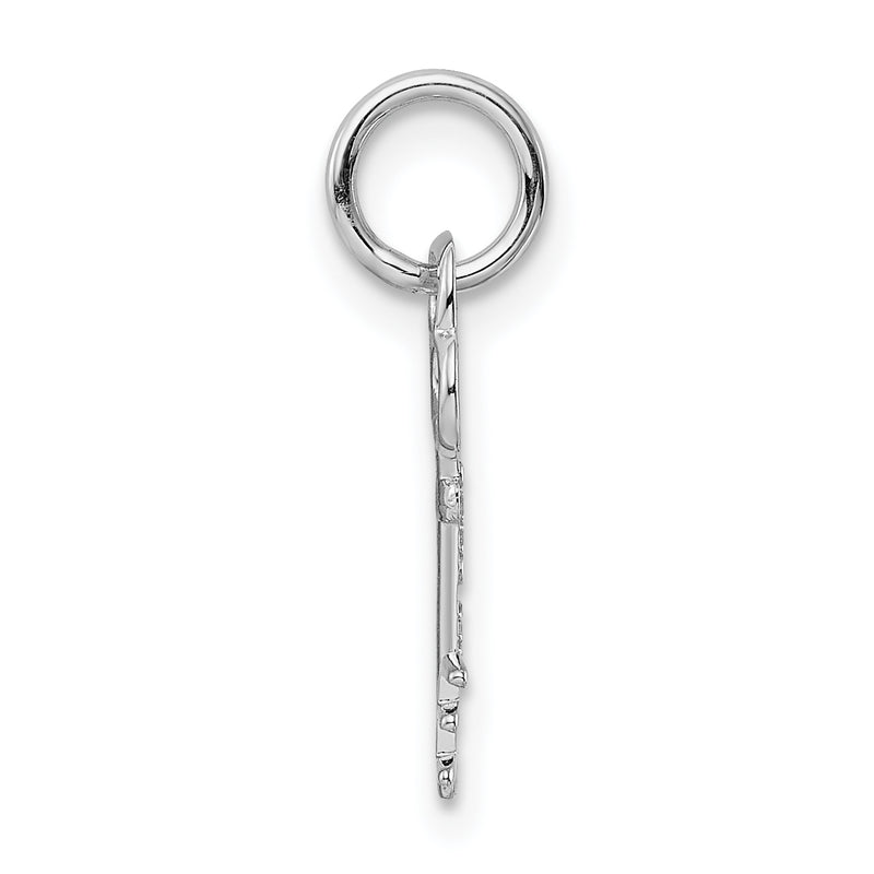 14K White Gold Key Letter E Initial Charm