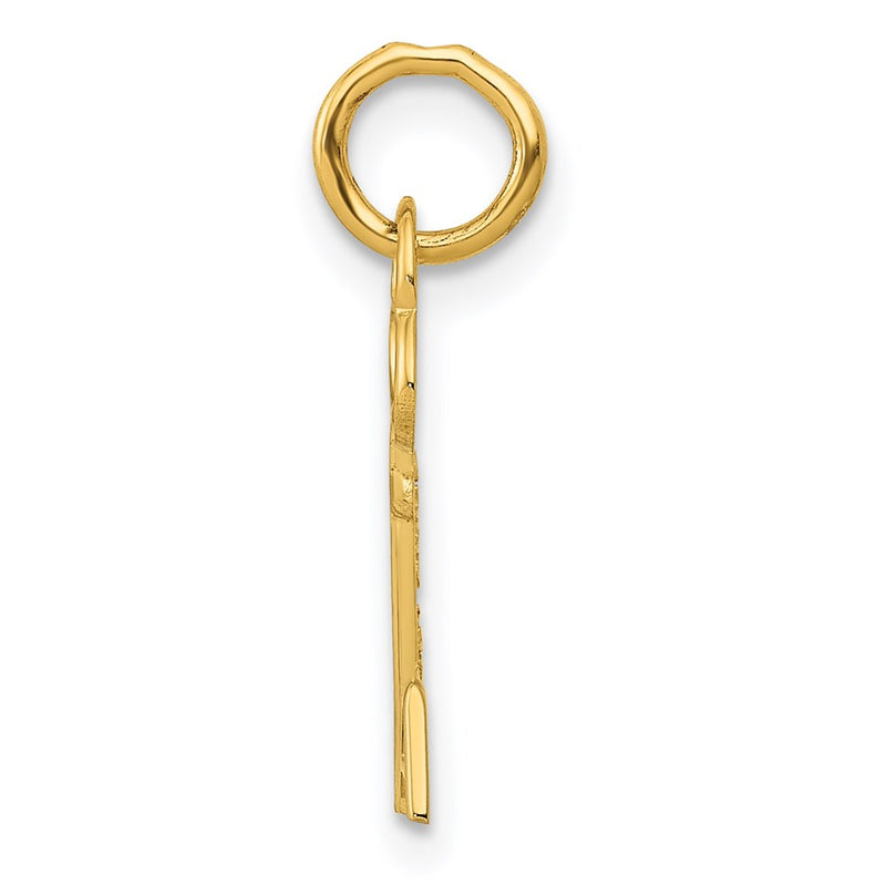 14K Yellow Gold Key Letter A Initial Charm