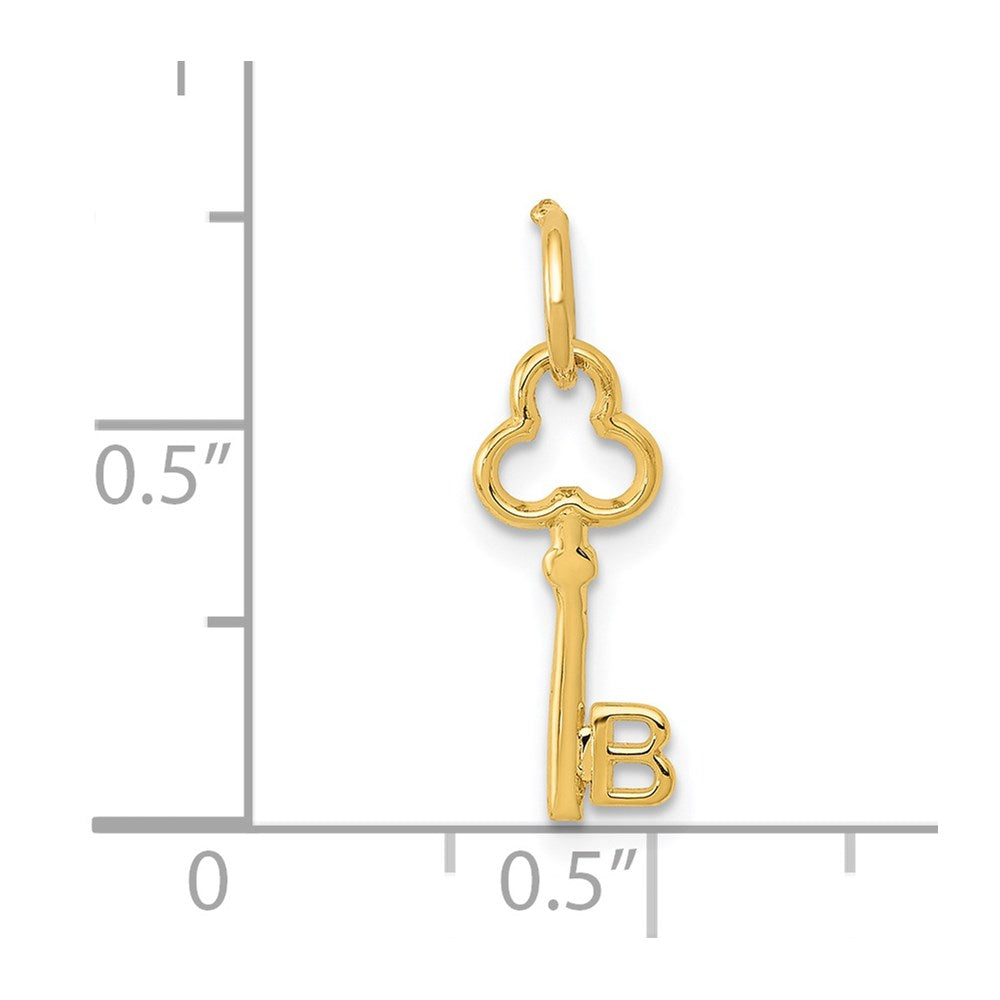 14K Yellow Gold Key Letter B Initial Charm