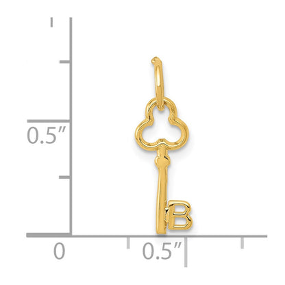 14K Yellow Gold Key Letter B Initial Charm