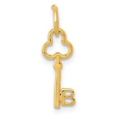 14K Yellow Gold Key Letter B Initial Charm
