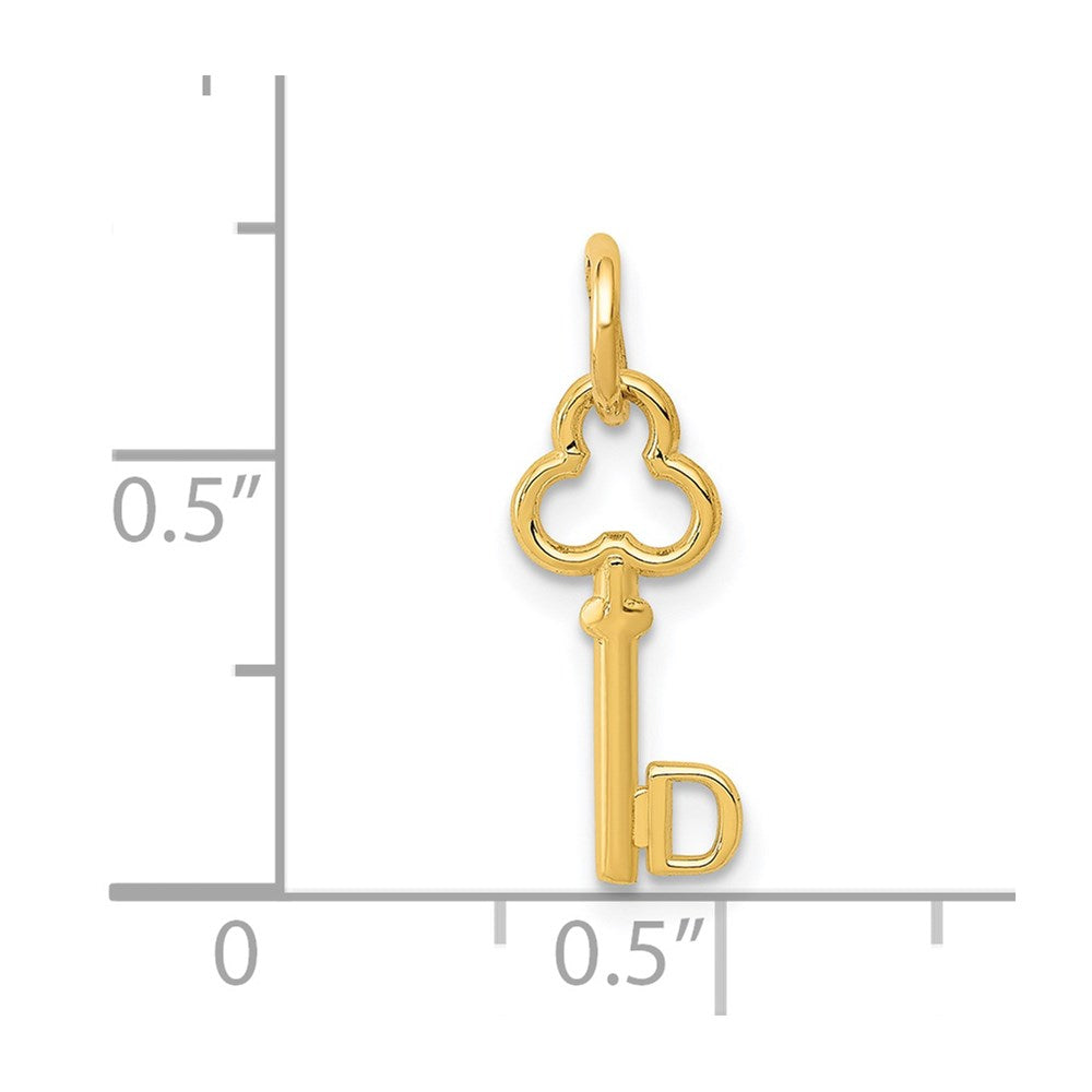 14K Yellow Gold Key Letter D Initial Charm
