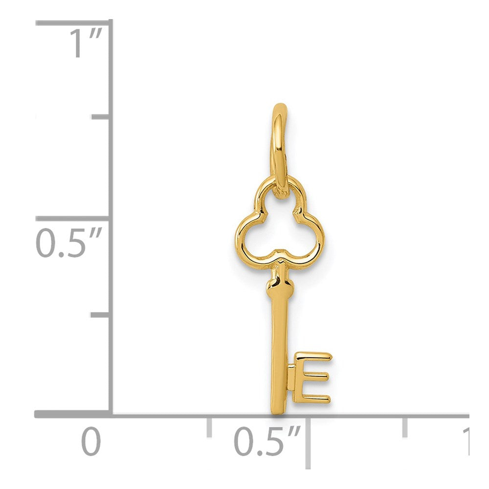 14K Yellow Gold Key Letter E Initial Charm