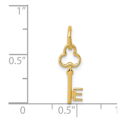 14K Yellow Gold Key Letter E Initial Charm
