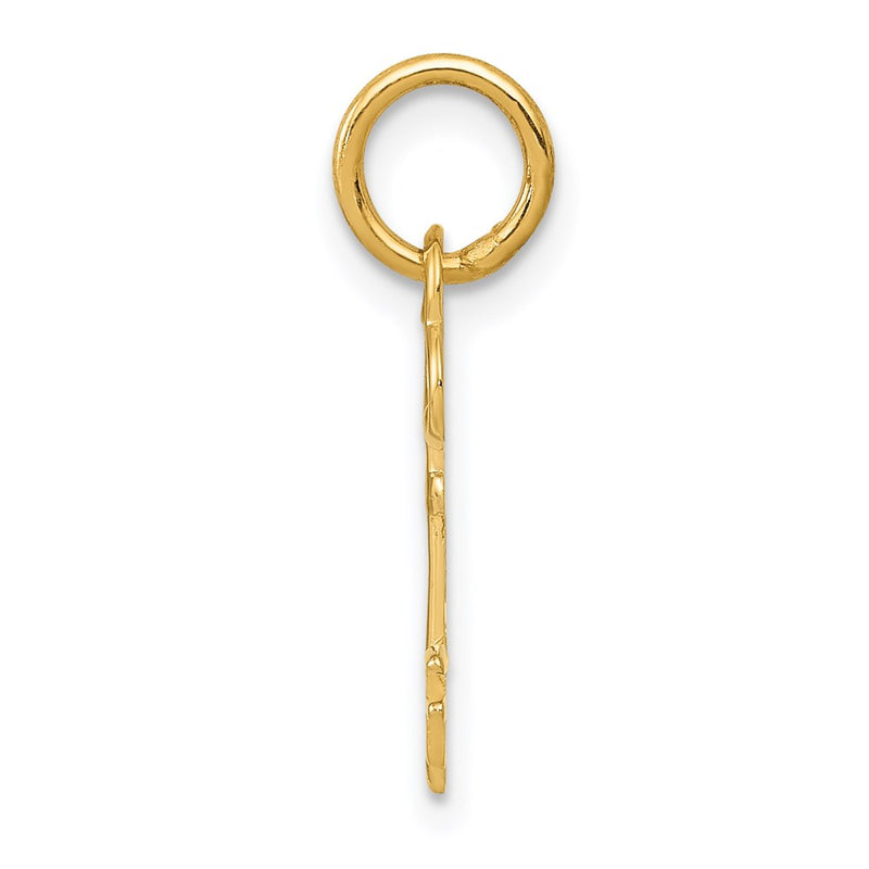 14K Yellow Gold Key Letter F Initial Charm