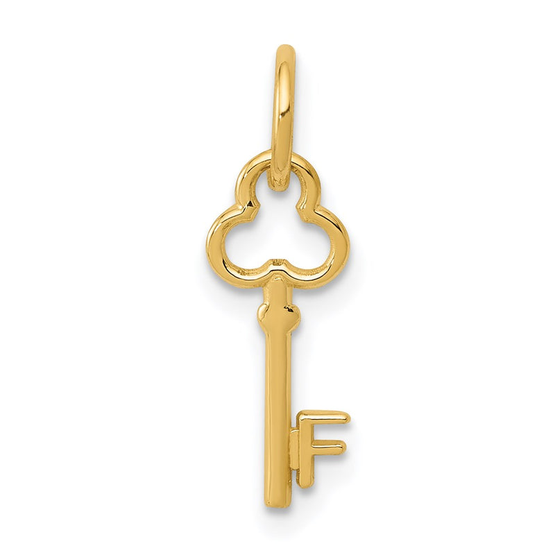 14K Yellow Gold Key Letter F Initial Charm