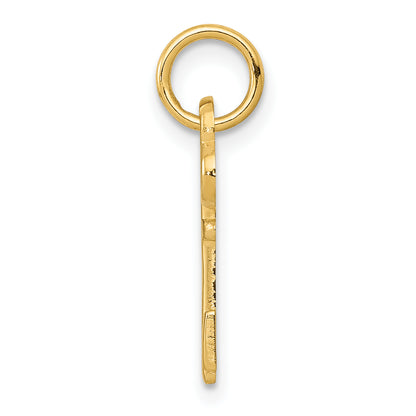 14K Yellow Gold Key Letter I Initial Charm