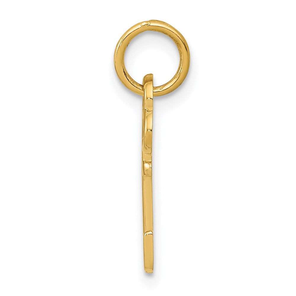 14K Yellow Gold Key Letter J Initial Charm
