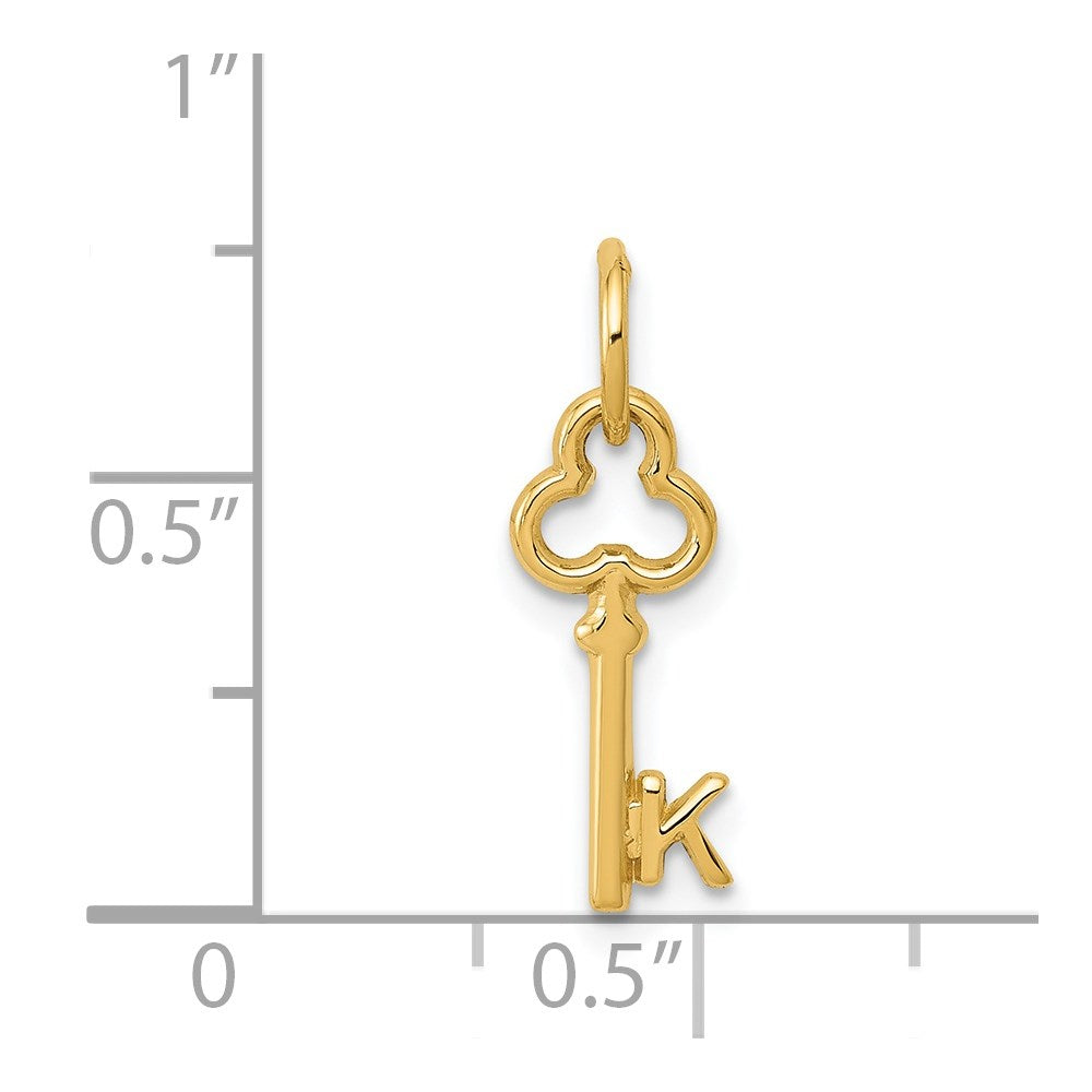 14K Yellow Gold Key Letter K Initial Charm
