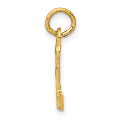 14K Yellow Gold Key Letter M Initial Charm
